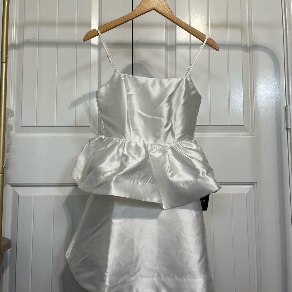 Lulu's White Satin Ruffle Dress - Picture 2 of 6
